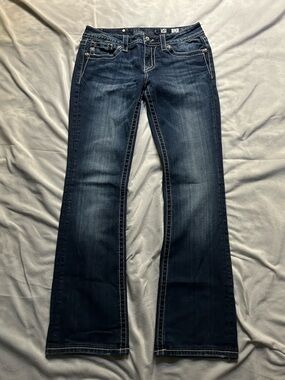 Miss Me JP5775B Bootcut Jeans Sz 30 Frayed Wing Sequin Embellished Bling